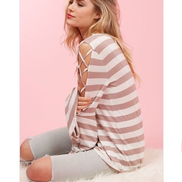 Tops - Strappy cutout striped top